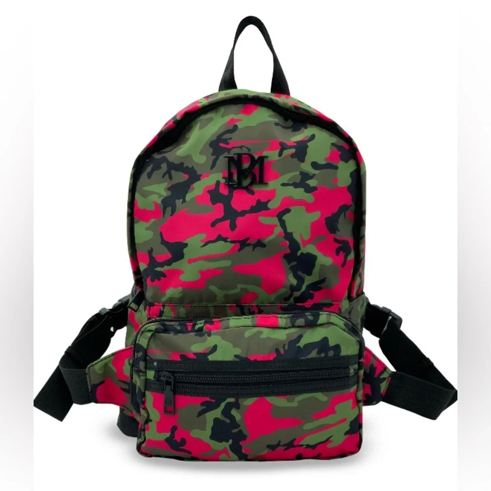 Badgley Mischka Camouflage Backpack - Red and Green